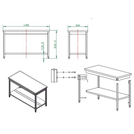 Vaiotec Easyline Arbeitstisch 600 / mit Grundboden B:1400, Bild 3