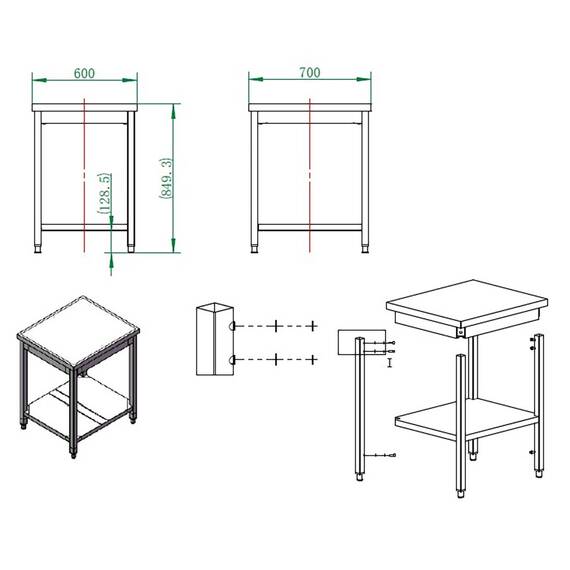 Vaiotec Easyline Arbeitstisch 700 / mit Grundboden B:600, Bild 3