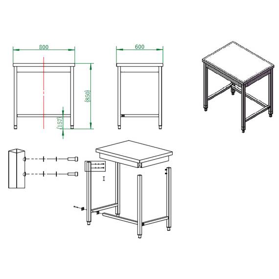 Vaiotec Easyline Arbeitstisch 600 / unterfahrbar B:800, Bild 4