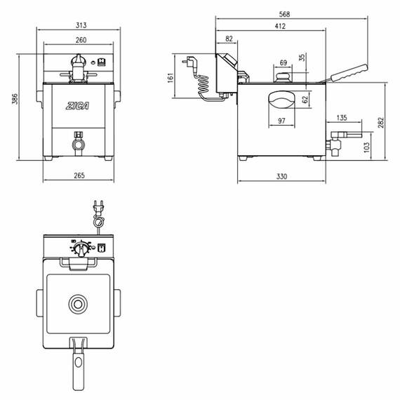 Vaiotec Easyline Elektro Fritteuse 1 Becken mit Ablasshahn 10 Liter, Bild 6