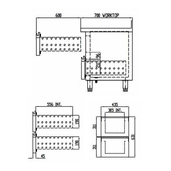 Vaiotec Topline Tiefkühltisch 700 / 3-fach GN1/1 mit 6 Schubladen & Aufkantung, Bild 5