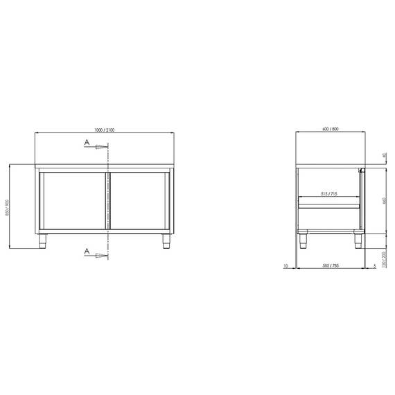 Vaiotec Topline Arbeitsschrank 600 / 2 Schiebetüren B:1600, Bild 2