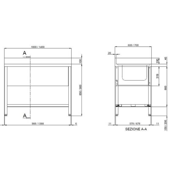 Vaiotec Topline Spültisch 700 / 1 Becken links + Abtropffläche B:1000, Bild 3