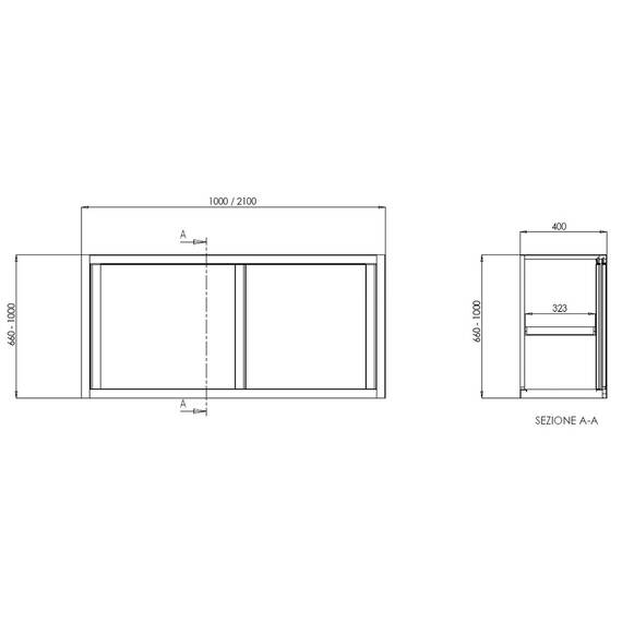 Vaiotec Topline Wandhängeschrank 400 / 2 Schiebetüren B:1800, Bild 3