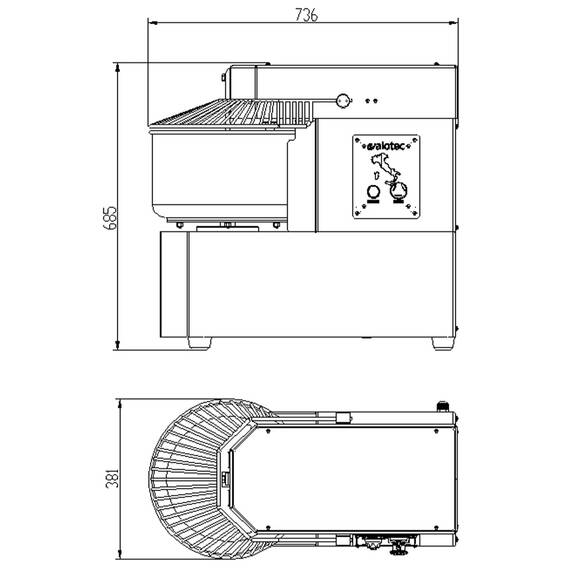 Vaiotec Easyline Teigknetmaschine fester Kessel - 20 Liter / 230 Volt, Bild 3