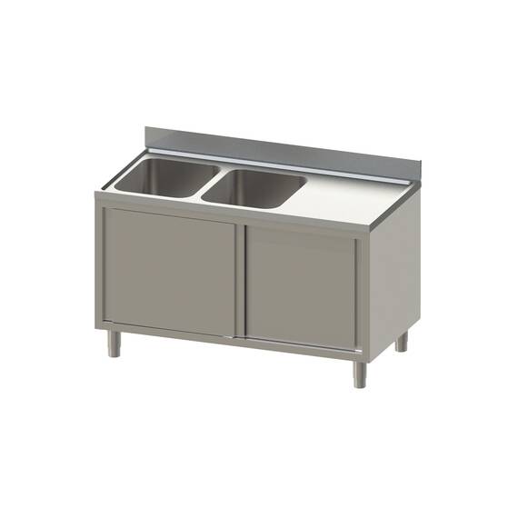 Vaiotec Topline Spülschrank 600 / 2 Becken links mit Schiebetüren B:1400