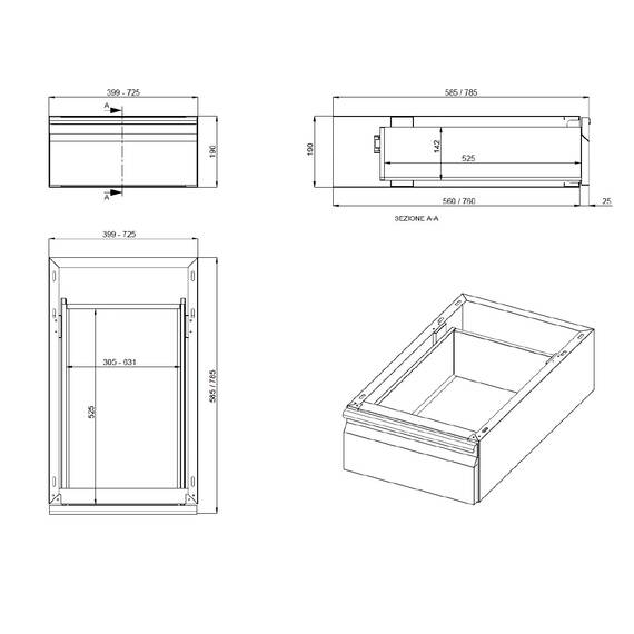 Vaiotec Schublade GN2/1 für Arbeitstisch 700 / B:400, Bild 2