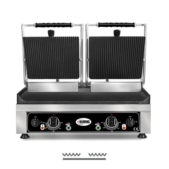 GMG Doppel-Kontaktgrill KG5530DG, oben gerillt, unten glatt, Variante: KG5530DG