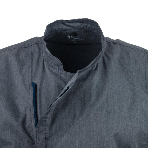 Chef Works Unisex Springfield Leichter Mantel mit kurzen Ärmeln und Reißverschluss Farbe Blau Größe S, Bild 6