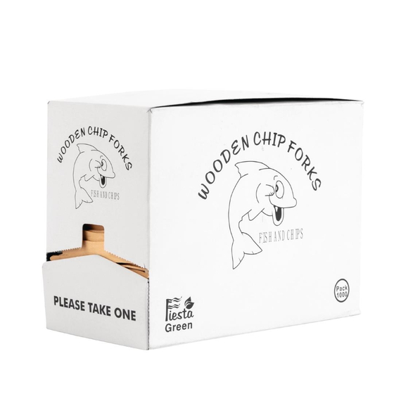Fiesta Compostable Einweg-Holzbesteck Pommes-Frites-Gabel Biologisch abbaubar (1000 Stück), Bild 4