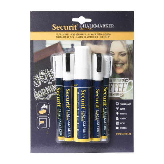 Securit Original Kreidemarker mit runder Spitze in weiß (5 Stück), Bild 3