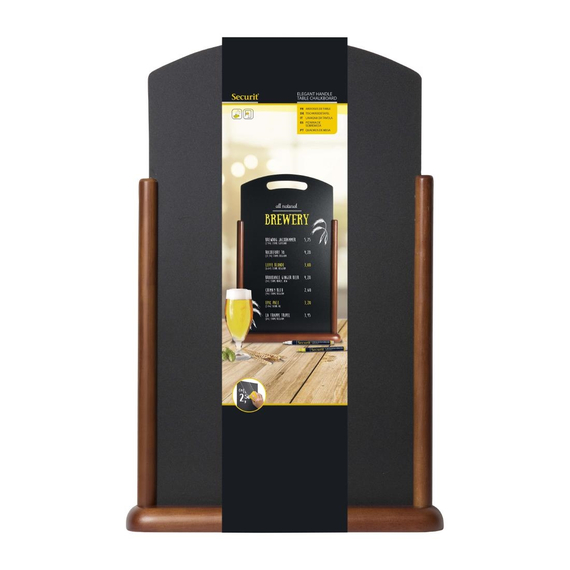 Securit Handle extragroße Tischkreidetafel aus Holz mit dunkelbrauner Lackierung, Bild 4