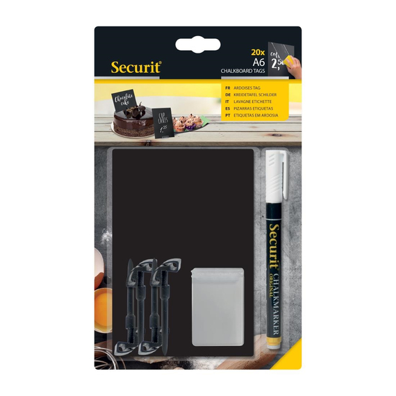 Securit Tafelschilder A6 mit Kreidemarker 4 Spitzen- und 2 Klarsichthalter (20 Stück), Bild 3