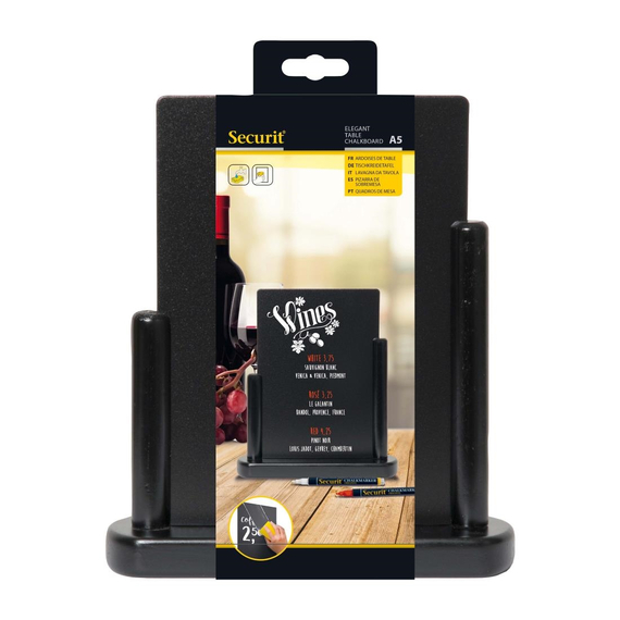 Securit Elegant mittelgroße Tischkreidetafel Holz mit schwarzer Lackierung, Bild 6